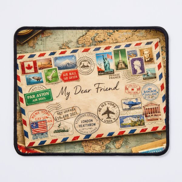 Item preview, Pen pal. Vintage travel letter with stamps designed and sold by Steffani Lehmann.
