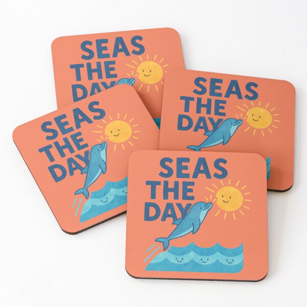 Item preview, Seas the Day: Dolphin Motivational Pun Design designed and sold by ChirpInc.