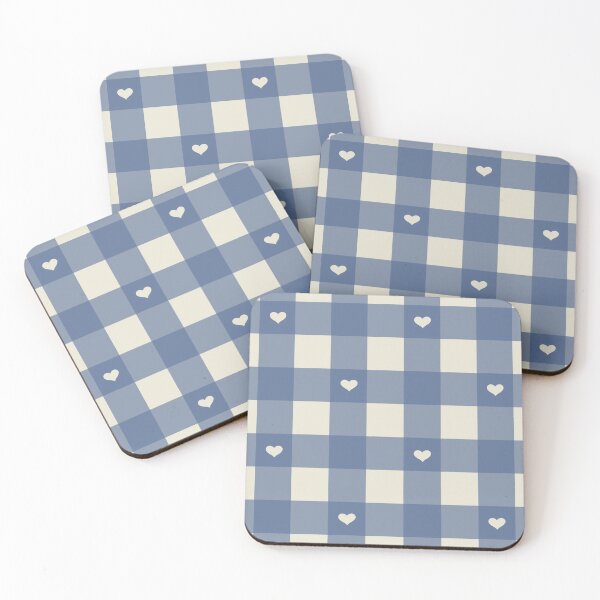 Item preview, Blue Gingham Heart Pattern designed and sold by MoonwillowArt.