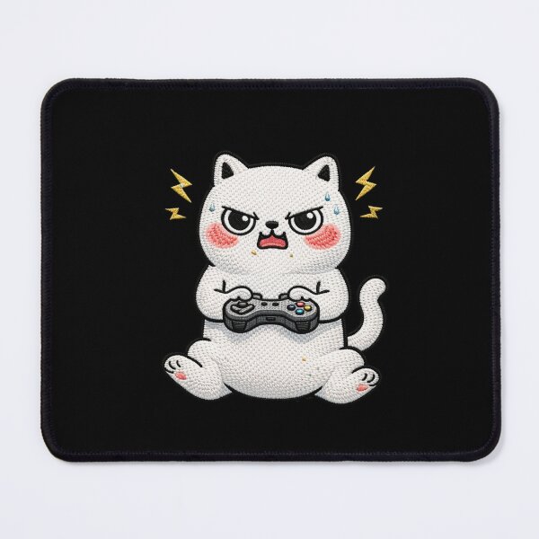 Item preview, Kawaii Gamer Cat Embroidery Design, Cute Chubby Anime Rage Cat designed and sold by ColorSplash123.