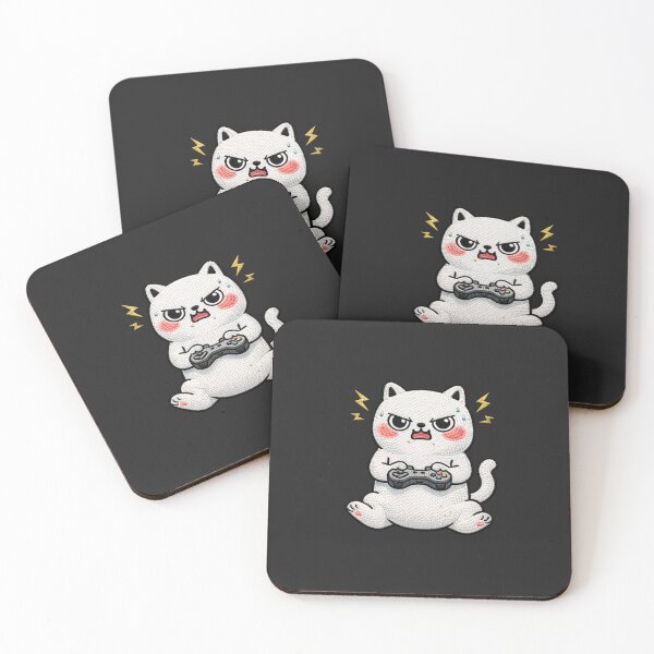 Item preview, Kawaii Gamer Cat Embroidery Design, Cute Chubby Anime Rage Cat designed and sold by ColorSplash123.