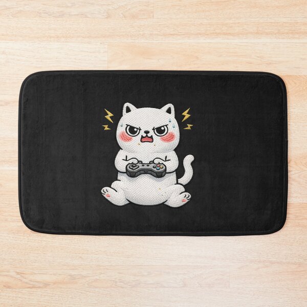 Item preview, Kawaii Gamer Cat Embroidery Design, Cute Chubby Anime Rage Cat designed and sold by ColorSplash123.