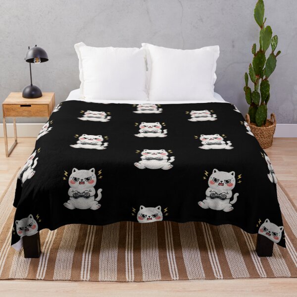 Item preview, Kawaii Gamer Cat Embroidery Design, Cute Chubby Anime Rage Cat designed and sold by ColorSplash123.