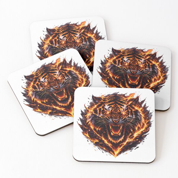 Item preview, Fire Tiger Head – Flaming Wild Predator Design designed and sold by CreativeMindsetLab.