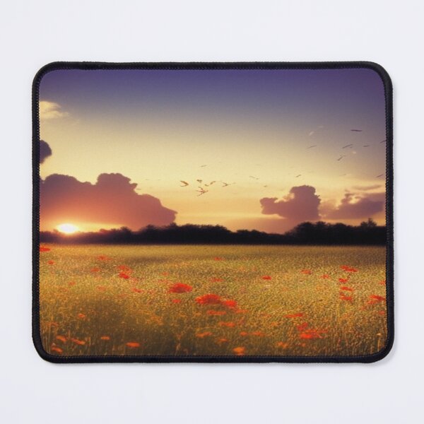 Item preview, Dramatic Sunset Meadow with Red Poppies and Birds – Atmospheric Nature Art by FotoworldEdel designed and sold by FotoworldEdel.