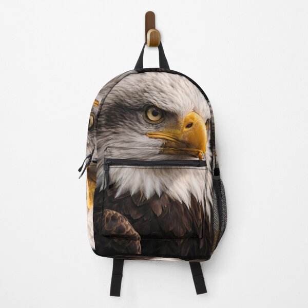 Item preview, A high-detail close-up of a bald eagle's head, showcasing its piercing yellow eye and sharp beak against a dark background. designed and sold by Dreamy Armine Art.