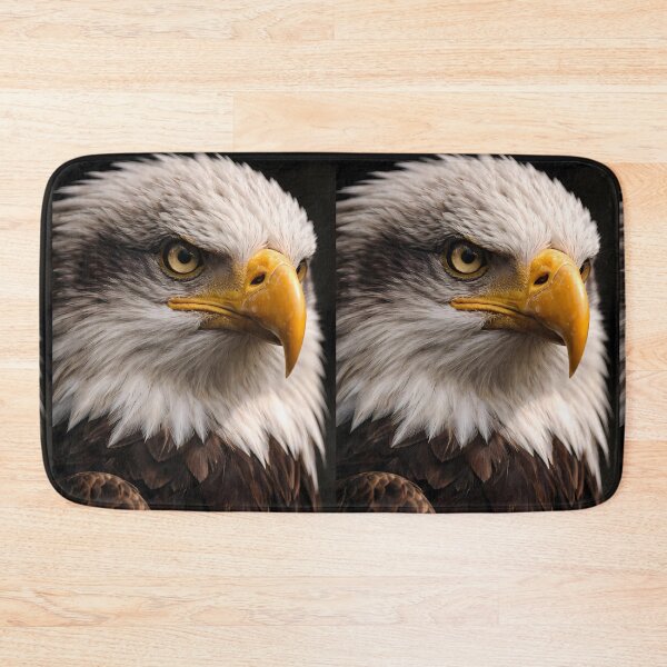 Item preview, A high-detail close-up of a bald eagle's head, showcasing its piercing yellow eye and sharp beak against a dark background. designed and sold by Dreamy Armine Art.