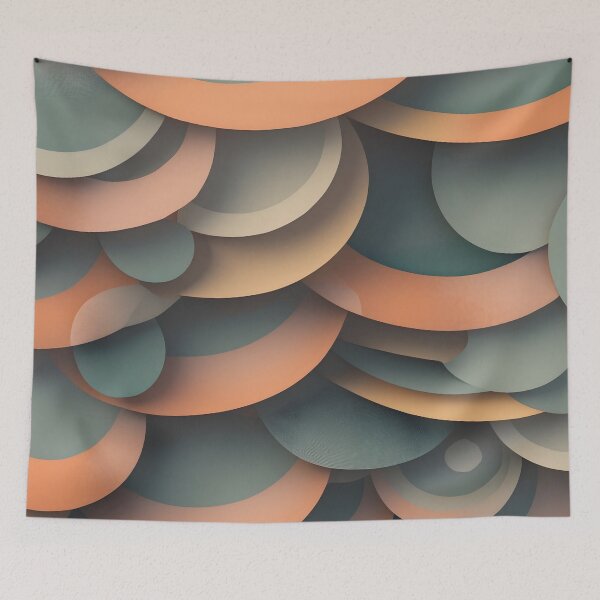 Item preview, Vintage Organic Layered Circle Abstract Retro Fashion Print designed and sold by NK-Studios .