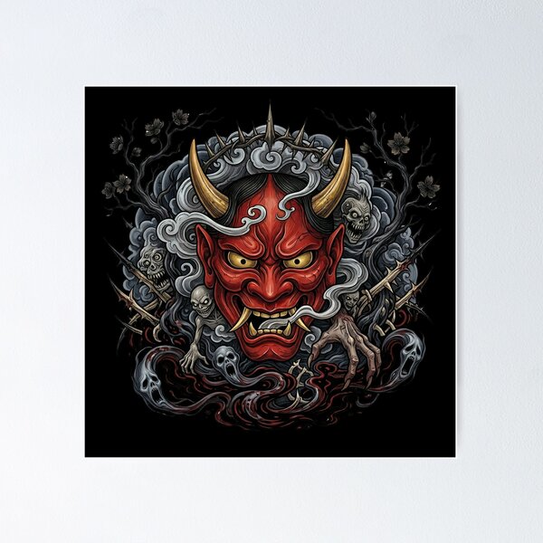 Item preview, Red Oni Demon & Dark Spirit Tattoo Art designed and sold by UltimateJapan.