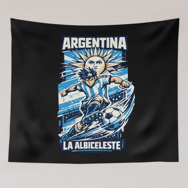Item preview, Argentina Soccer Anime Design – La Albiceleste Street Football Art – Dynamic Striker Graphic Tee designed and sold by JonelCrafts.