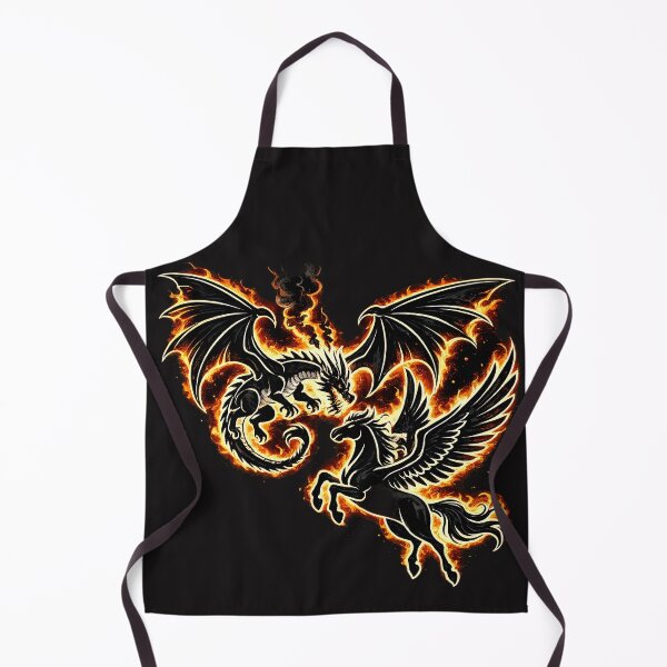 Item preview, Fiery Dragon and Pegasus Battle Artwork - Winged Mythical Creatures in Flaming Combat designed and sold by FireOrchid.