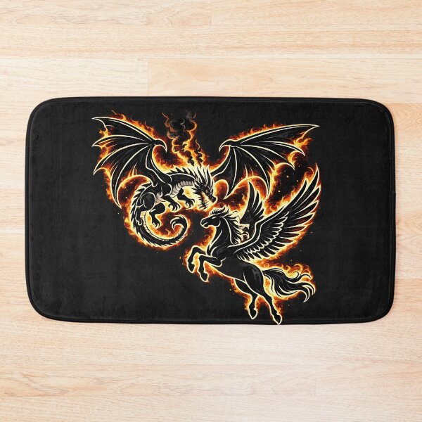 Item preview, Fiery Dragon and Pegasus Battle Artwork - Winged Mythical Creatures in Flaming Combat designed and sold by FireOrchid.