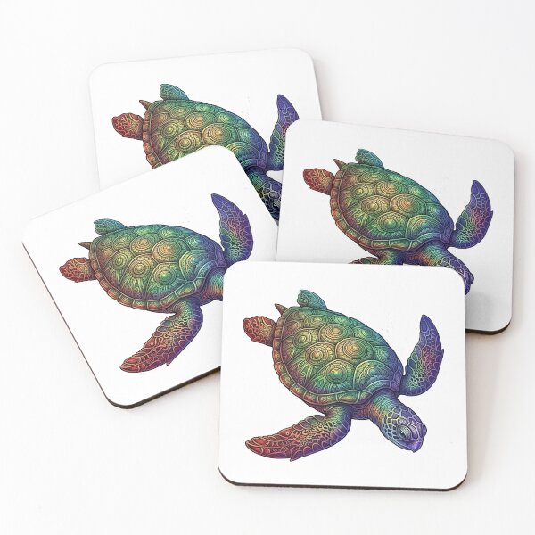 Item preview, Gradient Tribal Sea Turtle – Colorful Ocean Illustration designed and sold by Zaru Zentangle Studio.
