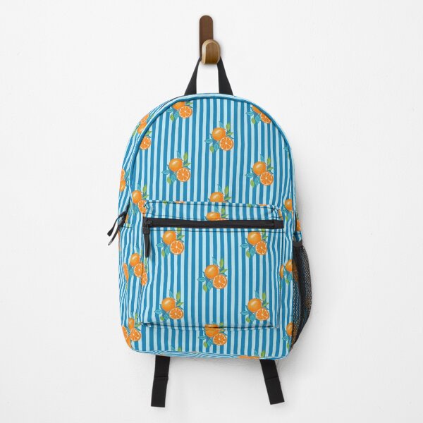 Item preview, Orange botanical blue stripes pattern designed and sold by joleyjl.
