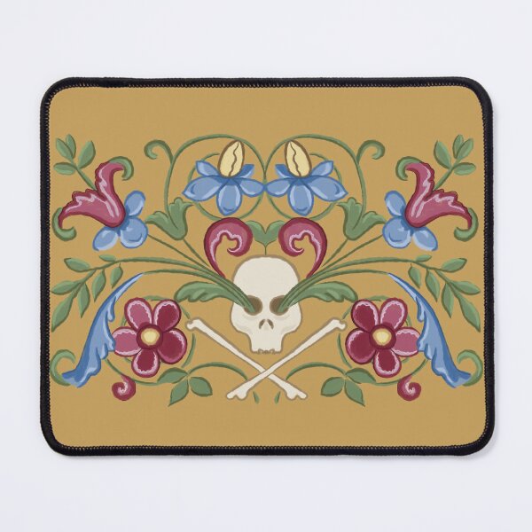 Item preview, Medieval skull flowers nature floral pattern designed and sold by Aisling Tierney.