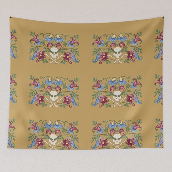 Item preview, Medieval skull flowers nature floral pattern designed and sold by Aisling Tierney.