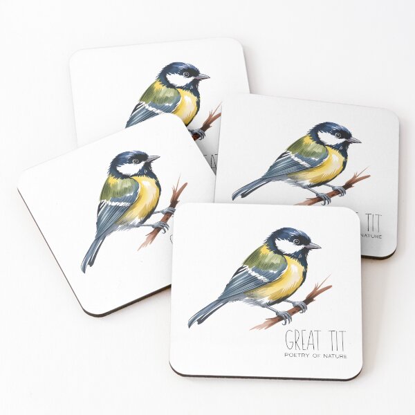 Item preview, Great Tit Poetry of Nature – Cute Bird Illustration designed and sold by ArcticFoxStudio.