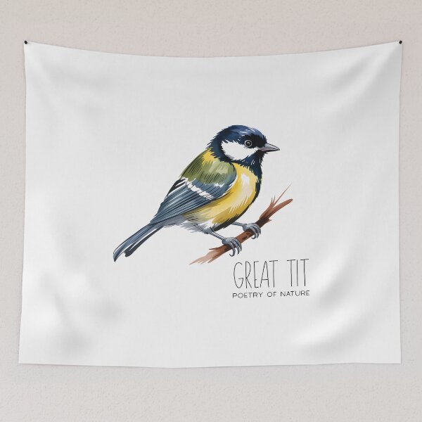 Item preview, Great Tit Poetry of Nature – Cute Bird Illustration designed and sold by ArcticFoxStudio.