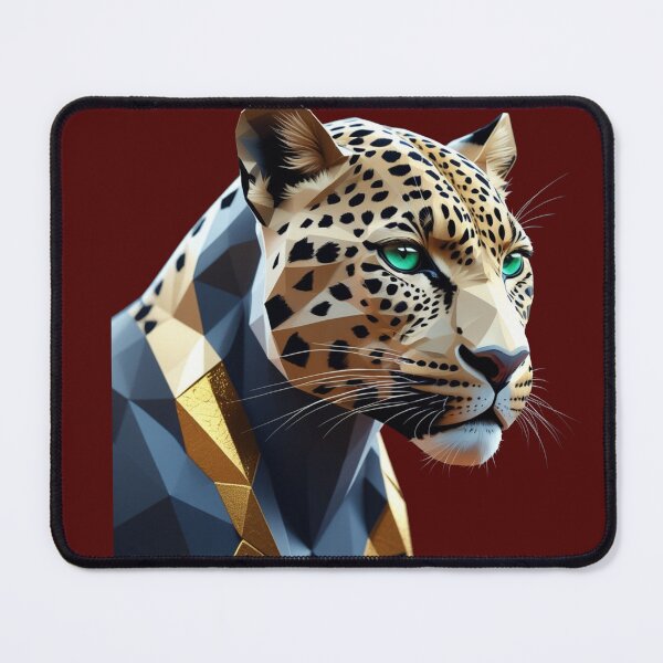 Item preview, Geometric Golden Leopard Head - Modern Gray & Gold Wild Cat Bust designed and sold by VIRALOOP.