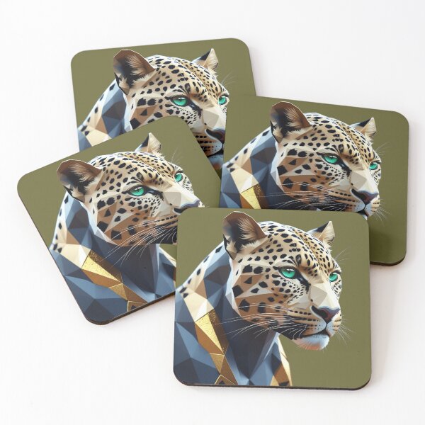 Item preview, Geometric Golden Leopard Head - Modern Gray & Gold Wild Cat Bust designed and sold by VIRALOOP.