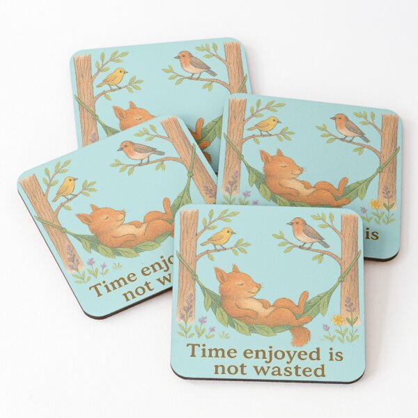 Item preview, Time Enjoyed Is Not Wasted: Relaxed Squirrel in Forest Hammock designed and sold by ChirpInc.
