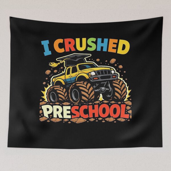 Item preview, I Crushed Preschool Graduation Cap Monster Truck Boys Kids   designed and sold by clothesy7.