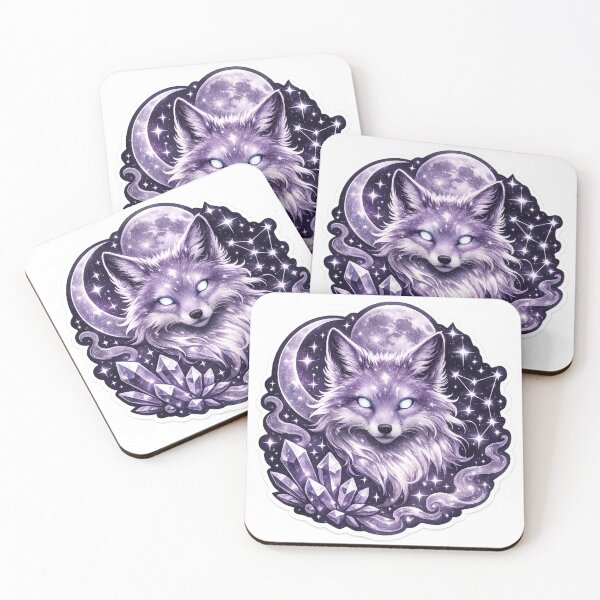 Item preview, Cosmic Wolf Fox Crystal Decal - Moon and Stars Aesthetic Sticker designed and sold by irfanshikh.