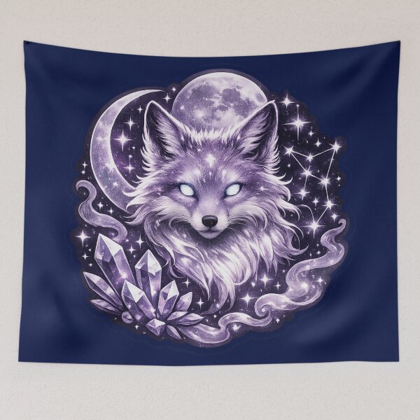 Item preview, Cosmic Wolf Fox Crystal Decal - Moon and Stars Aesthetic Sticker designed and sold by irfanshikh.