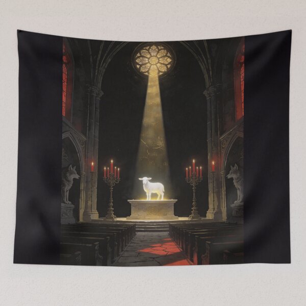 Item preview, Lamb Stands on Altar Dark Sacred Cathedral designed and sold by GeoWhimsy Studio.