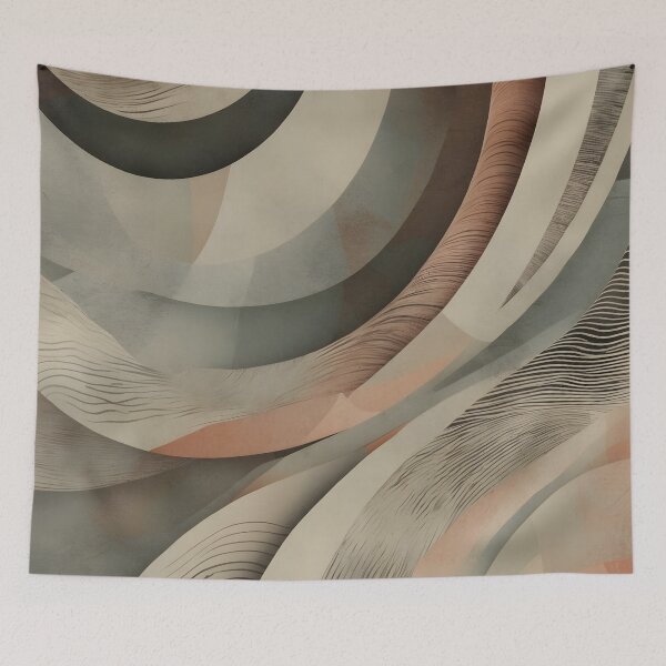 Item preview, Vintage Organic Boho Style Waves Abstract Retro Fashion Print designed and sold by NK-Studios .
