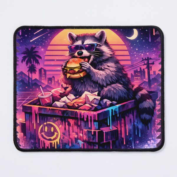 Item preview, Vaporwave Raccoon Dumpster Burger – Retro Neon Aesthetic – Dripping Color Street Art Design designed and sold by AnimalAirtistry.