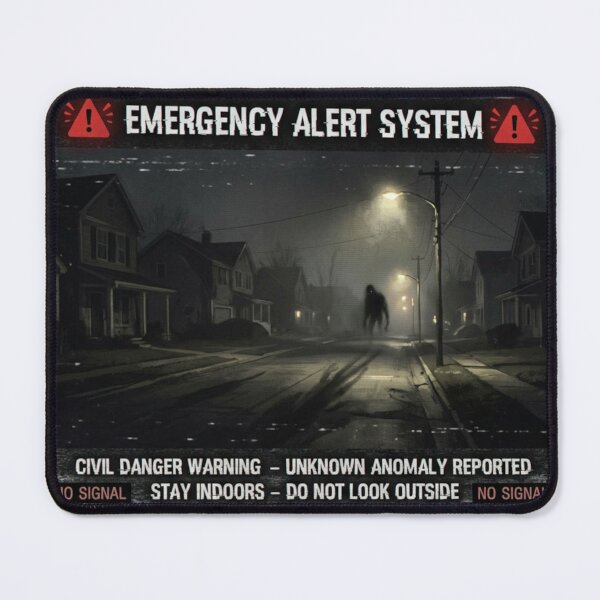 Item preview, Emergency Alert System Horror – Analog Surveillance Anomaly Warning Design designed and sold by PLUSHIWORLDtm.