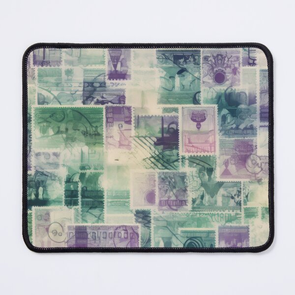 Item preview, Green and Purple Vintage Stamp Collage designed and sold by pinkal.