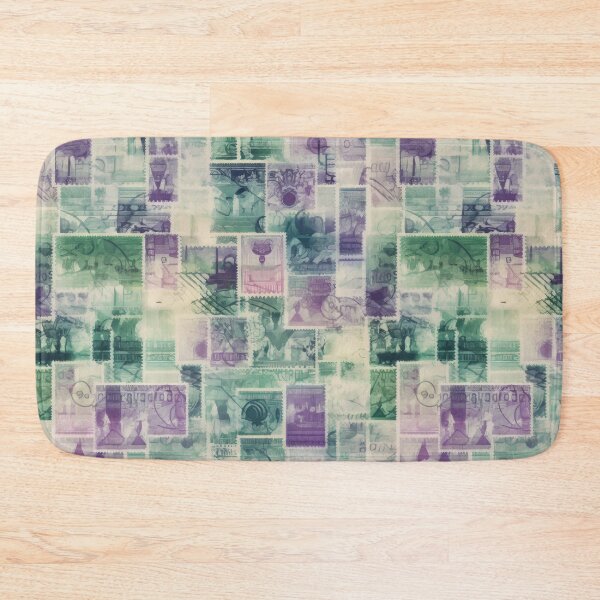 Item preview, Green and Purple Vintage Stamp Collage designed and sold by pinkal.
