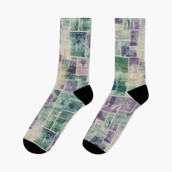 Item preview, Green and Purple Vintage Stamp Collage designed and sold by pinkal.