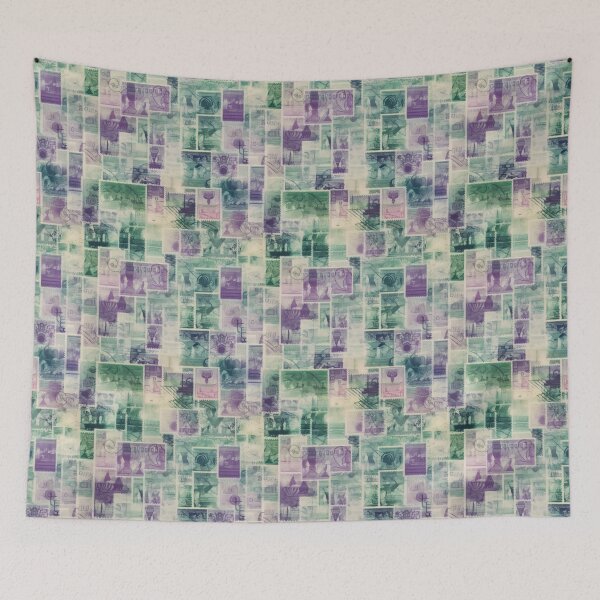 Item preview, Green and Purple Vintage Stamp Collage designed and sold by pinkal.