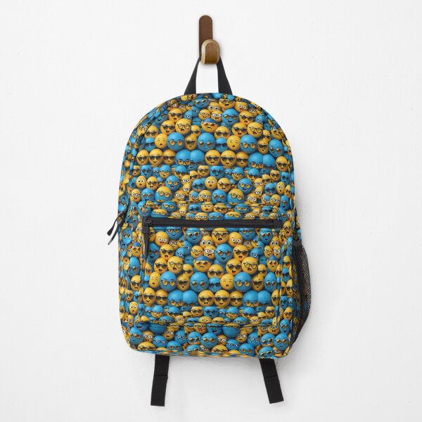 Item preview, Cool Emoji Crowd Design | Funny Smiley Faces Blue Yellow Aesthetic | Trendy Graphic Tee Sticker designed and sold by GrimNest.