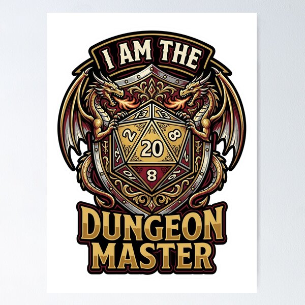 Item preview, I Am The Dungeon Master Bold Fantasy Shield Logo designed and sold by EKHOAISTORE.