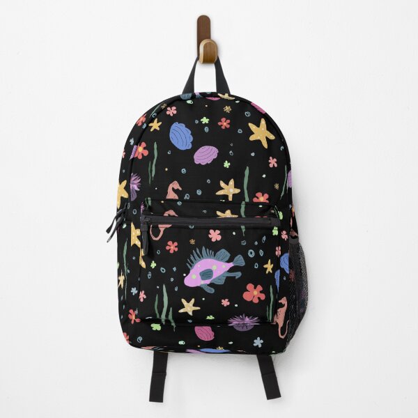 Item preview, Playful colourful underwater sea ocean life black designed and sold by Yana Mustafina | Boho Soulful Designs.