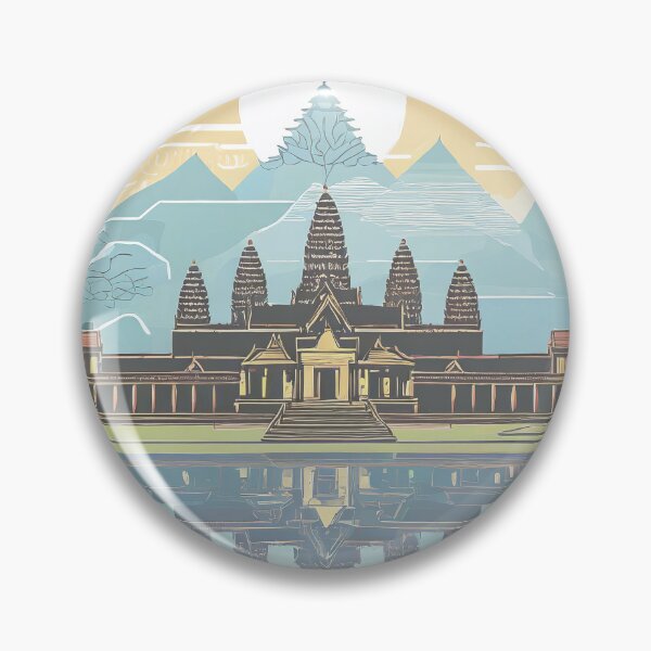 Item preview, Vintage Minimal Retro Angkor Wat at Sunset - Stylish Travel Poster designed and sold by pod24.