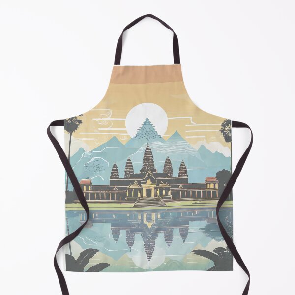 Item preview, Vintage Minimal Retro Angkor Wat at Sunset - Stylish Travel Poster designed and sold by pod24.