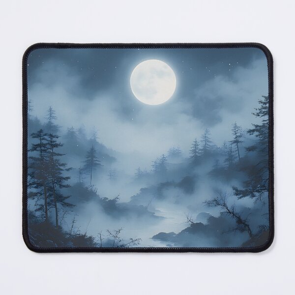 Item preview, Moonlit Misty Forest — Zen Nightscape designed and sold by Schoenenwald - Illustrations Uniques et Originales.