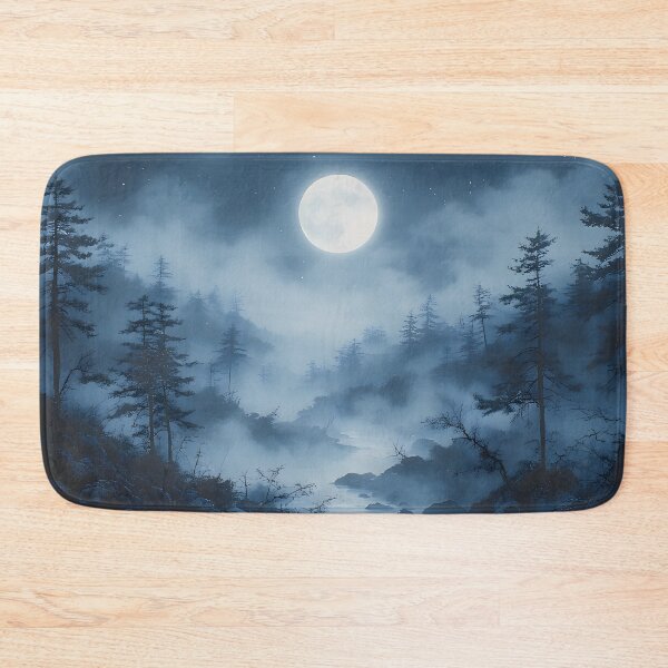 Item preview, Moonlit Misty Forest — Zen Nightscape designed and sold by Schoenenwald - Illustrations Uniques et Originales.