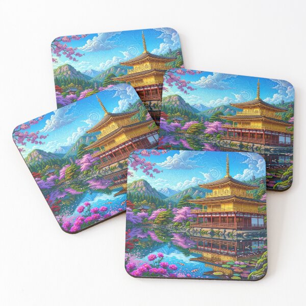 Item preview, Kinkaku-ji Temple in Kyoto - Psychedelic Japanese Art designed and sold by Lucid Dream Pixel.