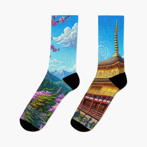 Item preview, Kinkaku-ji Temple in Kyoto - Psychedelic Japanese Art designed and sold by Lucid Dream Pixel.