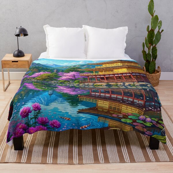 Item preview, Kinkaku-ji Temple in Kyoto - Psychedelic Japanese Art designed and sold by Lucid Dream Pixel.