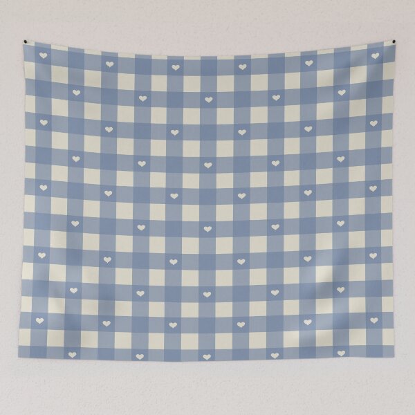 Item preview, Soft Blue Gingham Heart Pattern designed and sold by MoonwillowArt.