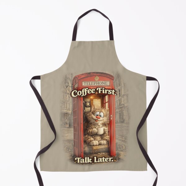 Item preview, Funny Cat with cup of coffee .London red telephone box. designed and sold by Natart1004.