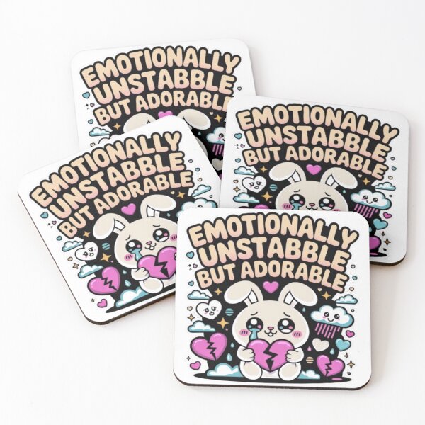 Item preview, Emotionally Unstable But Adorable Kawaii Bunny T-Shirt – Cute Sad Aesthetic Cartoon Design for Gen Z & Gift Buyers designed and sold by GemBob Creations.