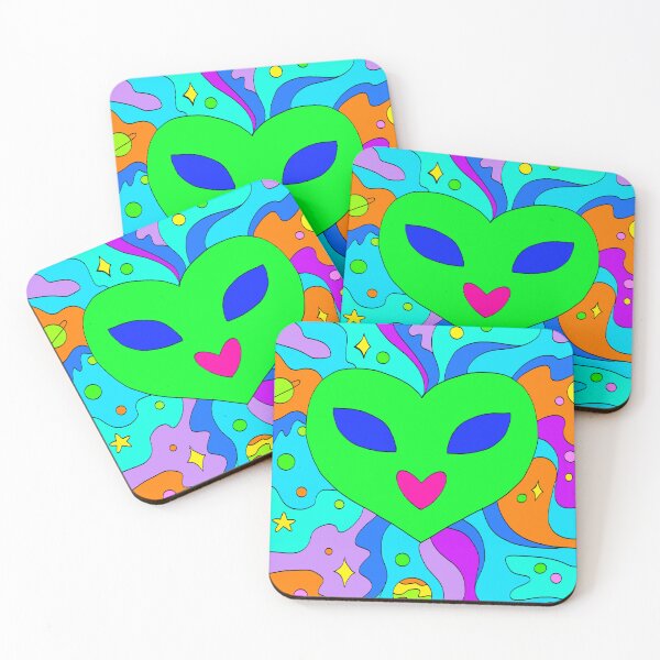 Item preview, Heart Head Alien - Neon Green - Galaxy BG designed and sold by Planet Color.